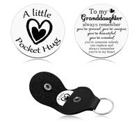 Granddaughter Gifts from Grandma Grandpa Pocket Hug Token Graduation Birthday Gifts for Granddaughter Stainless Steel Coin Sign Double Sided Silver Inspirational Cheer up Gifts for Sister Friend