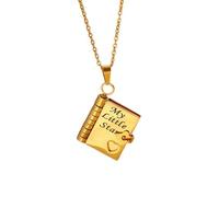 Granddaughter Gifts Granddaughter Necklace,Daughter Book Necklace,Openable Tiny Star Pendant,The Most Beautiful Chapter Book Necklace with 6 Pages of Engraved Information (For Daughter2, One Size)