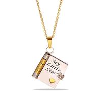 Granddaughter Gifts, My Little Star Book Necklace, Beautiful Chapter Book Necklace With 6 Pages Of Engraved Information, Granddaughter Necklace From Grandma (#B)