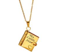 Granddaughter Gifts, My Little Star Book Necklace, Beautiful Chapter Book Necklace With 6 Pages Of Engraved Information, Granddaughter Necklace From Grandma (#C)