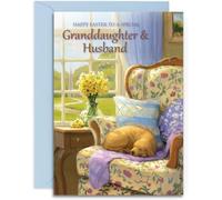 Granddaughter & Husband Easter Card - Time for a Nap - A5 Size with Envelope