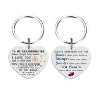Granddaughter Keyring Gift - Inspirational Keychain for Granddaughter Birthday, Graduation, or Christmas, Granddaughter Gift from Grandma or Grandpa