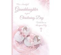 Granddaughter on Your Christening Day Card from The Sentiments Range - Pretty Shoes - Flitter Finish