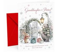 Granddaughter & Partner Christmas Card Bear & Bunny with Gifts
