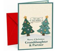 Granddaughter & Partner Christmas Card Cute Tree-Mendous Trees