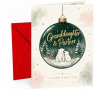 Granddaughter & Partner Christmas Card Polar Bears Bauble