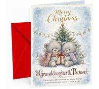 Granddaughter & Partner Christmas Card Teddy Bears & Tree