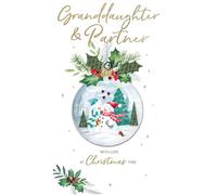 Granddaughter & Partner Embellished Christmas Card Hand-Finished Champagne Cards XCDC433
