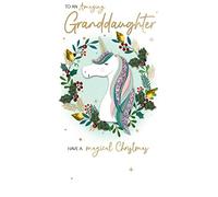 Granddaughter Unicorn Embellished Christmas Card Hand-Finished Champagne Cards XCDC371