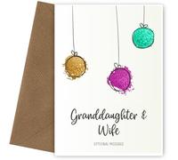 Granddaughter & Wife Christmas Card - Splatter Baubles Christmas Cards for Granddaughter & Wife | Fun and Festive Christmas Card for Granddaughter & Wife this Xmas