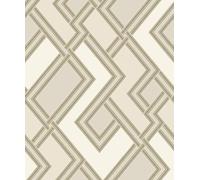 Grandeco 177505 Non-Woven Wallpaper Geometric Art Deco Beige Cream Gold Metallic