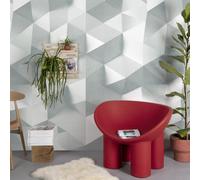 Grandeco 3D Geometric Effect 3 Panel Repeatable Textured Mural, 1.59 X 2.8M, Grey
