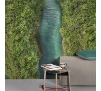 Grandeco Aerial River View Photographic 3 Panel Wallpaper Mural 1.59 X 2.8M, Green