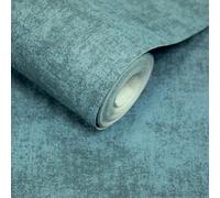 Grandeco Alba Plaster Plain Textured Wallpaper, Blue