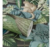 Grandeco Amazon Botanical Wildlife Jungle Textured Wallpaper, Green Blue Teal