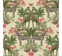 Grandeco Animal Kingdom Jungle Smooth Wallpaper, Neutral Green