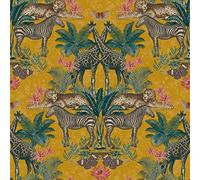 Grandeco Animal Kingdom Wallpaper, Yellow Ochre