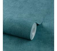 Grandeco Annabella Distressed Plaster Textured Wallpaper, Teal Blue