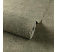 Grandeco Annabella Distressed ConcretePlaster Textured Vinyl Wallpaper, Deep Sage Green A51515