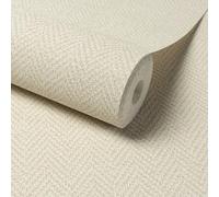 Grandeco Antiga Herringbone Chevron Weave Textured Wallpaper, Cream