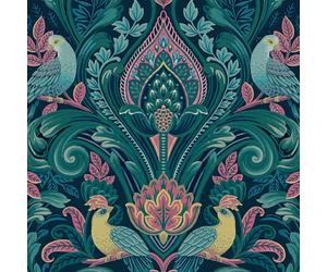 Grandeco Arcadia Pink Wallpaper Birds Leaves Naturistic Textured