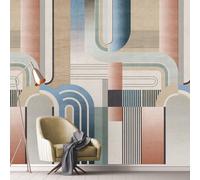 Grandeco Art-Deco Geometric Arch Shapes 4 Lane Repeatable Wallpaper Mural