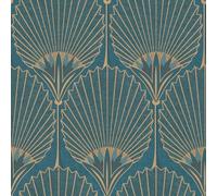 Grandeco Nile Palm Art Decor Teal Gold Wallpaper Paste The Wall Vinyl