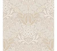 Grandeco Arts Floral Beige Wallpaper Flowers Leaves Textured