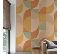 Grandeco Badia Retro Geometric Curves 3 panel repeatable Mural 1.59 x 2.8m, Orange