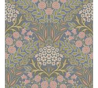 Grandeco Belevedere Arts And Crafts Floral Damask, Blue