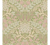 Grandeco Belevedere Arts And Crafts Floral Damask, Green