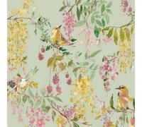 Grandeco Blackberry Trail Green Wallpaper Bird Wildflower Nature Paste The Paper