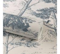 Grandeco Blue Etched Tree Embossed Wallpaper