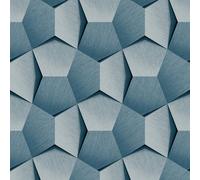 Grandeco Boaz 3D Effect Metal Panel Blown Vinyl Textured Wallpaper, Blue, Blue