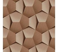 Grandeco Boaz 3D Effect Metal Panel Blown Vinyl Textured Wallpaper, Copper