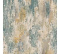 Grandeco Bosa Distressed Shimmer Rustic Artisan Plaster Effect Wallpaper, Teal & Ochre