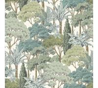 Grandeco Life Karuna Trees Green Wallpaper A76302