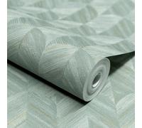 Grandeco Boutique Amber Art Deco Geo Luxury Weight Embossed Wallpaper, Aqua