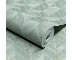 Grandeco Boutique Amber Art Deco Geo Luxury Weight Embossed Wallpaper, Aqua