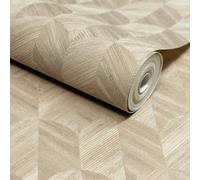 Grandeco Boutique Amber Art Deco Geo Luxury Weight Embossed Wallpaper, Deep Taupe