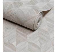 Grandeco Boutique Amber Art Deco Geo Luxury Weight Embossed Wallpaper, Grey