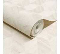Grandeco Boutique Amber Art Deco Geo Luxury Weight Embossed Wallpaper, Off White