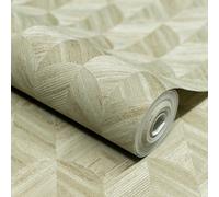 Grandeco Boutique Amber Art Deco Geo Luxury Weight Embossed Wallpaper, Sage Green