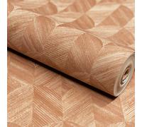 Grandeco Boutique Amber Art Deco Geo Luxury Weight Embossed Wallpaper, Terracotta Orange