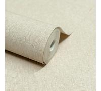 Grandeco Boutique Atogo Semi Plain Woven Effect Luxury Weight Embossed Wallpaper, Cream