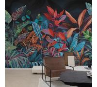 Grandeco Boutique Belize Colourful Tropical Jungle 5 Lane Repeatable Mural 3.75 x 3m, Multi