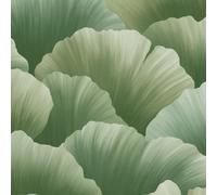 Grandeco Boutique Coral Petal Luxury Weight Embossed Wallpaper, Green, Green