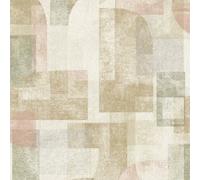 Grandeco Boutique Distressed Geo Abstract Shapes Pvc-Free Eco Wallpaper, Green