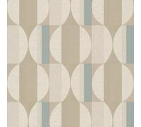 Grandeco Boutique Fuma Retro Geometric Embossed Wallpaper, Blue Beige