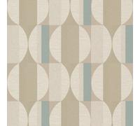 Grandeco Boutique Fuma Retro Geometric Embossed Wallpaper, Blue Beige